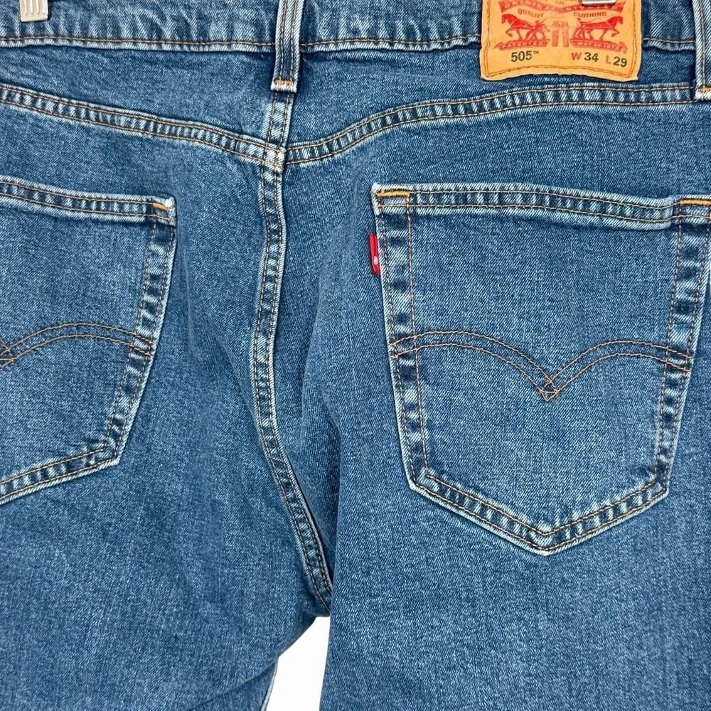 Levi's 505 Jeans Mens 34x27 Blue Denim Straight Leg Regular Fit Cotton Pant
